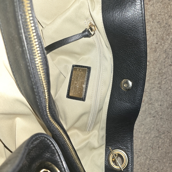 Valentino Black Leather Shoulder Bag with Gold Chain